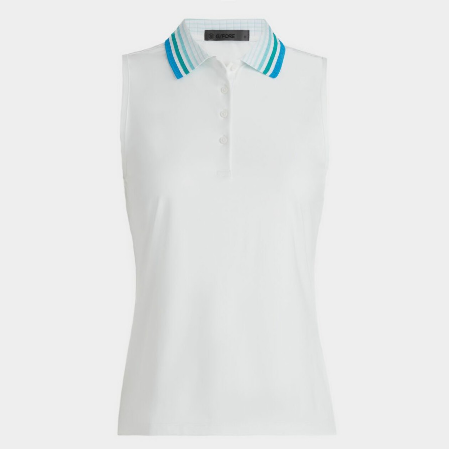 G FORE Pleated Collar Silky Tech Nylon Sleeveless Polo Polos