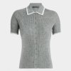 G FORE Ribbed Melange Wool Blend Button Down Sweater Polo Sweaters