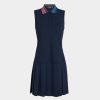 G FORE Contrast Collar Pique Sleeveless Polo Dress Skorts & Dresses