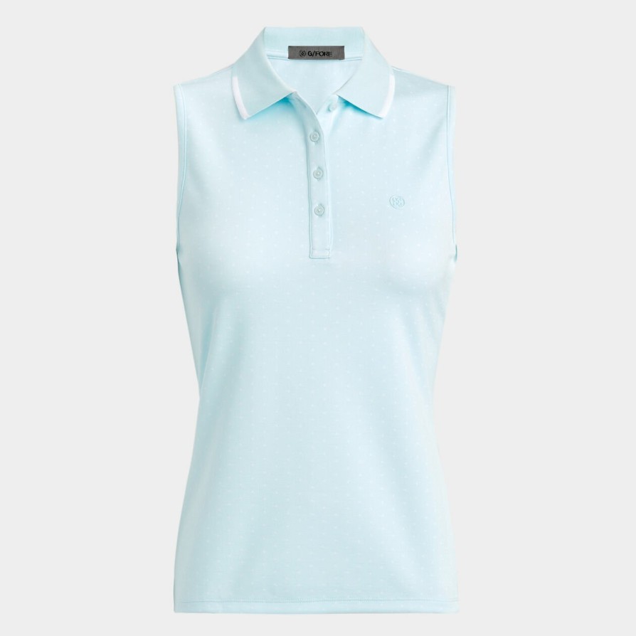 G FORE Polkadot Jacquard Sleeveless Polo Polos