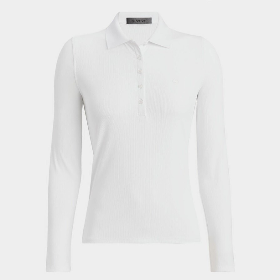 G FORE Ribbed Tech Nylon Long Sleeve Polo Polos