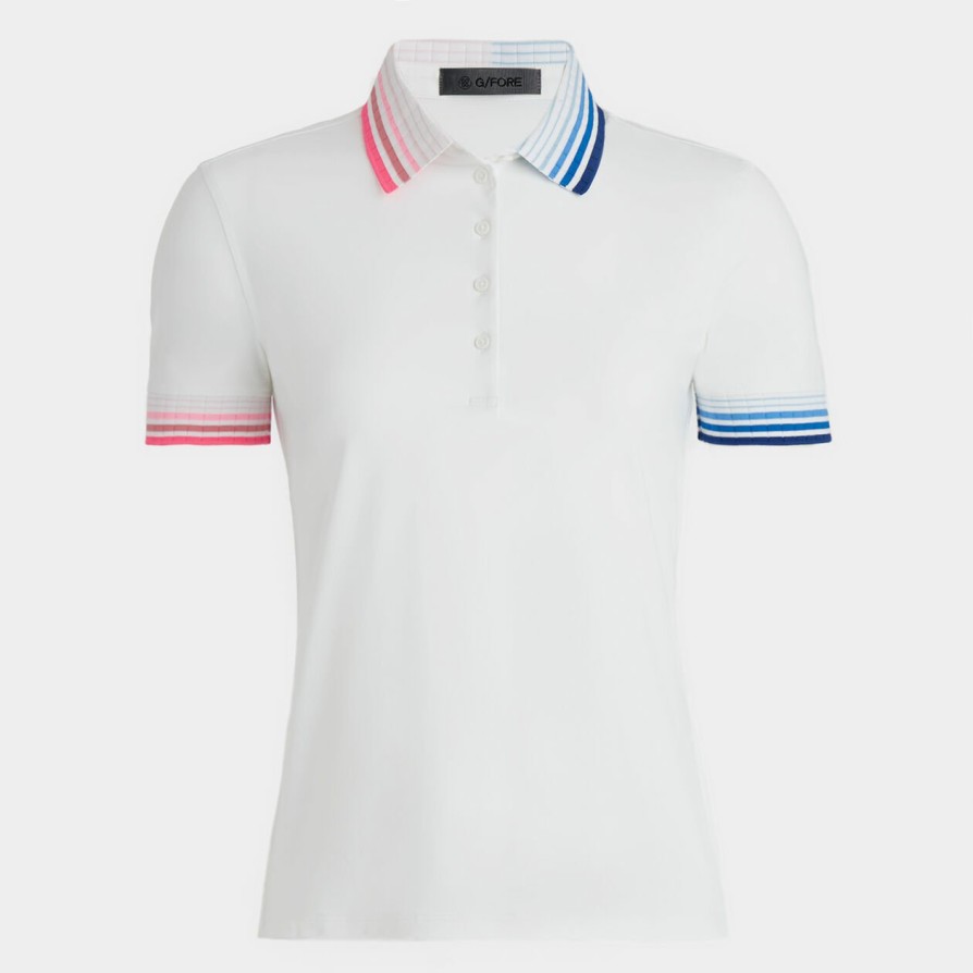 G FORE Pleated Contrast Collar Silky Tech Nylon Polo Polos