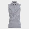 G FORE Chevron Feeder Stripe Tech Pique Sleeveless Polo Polos