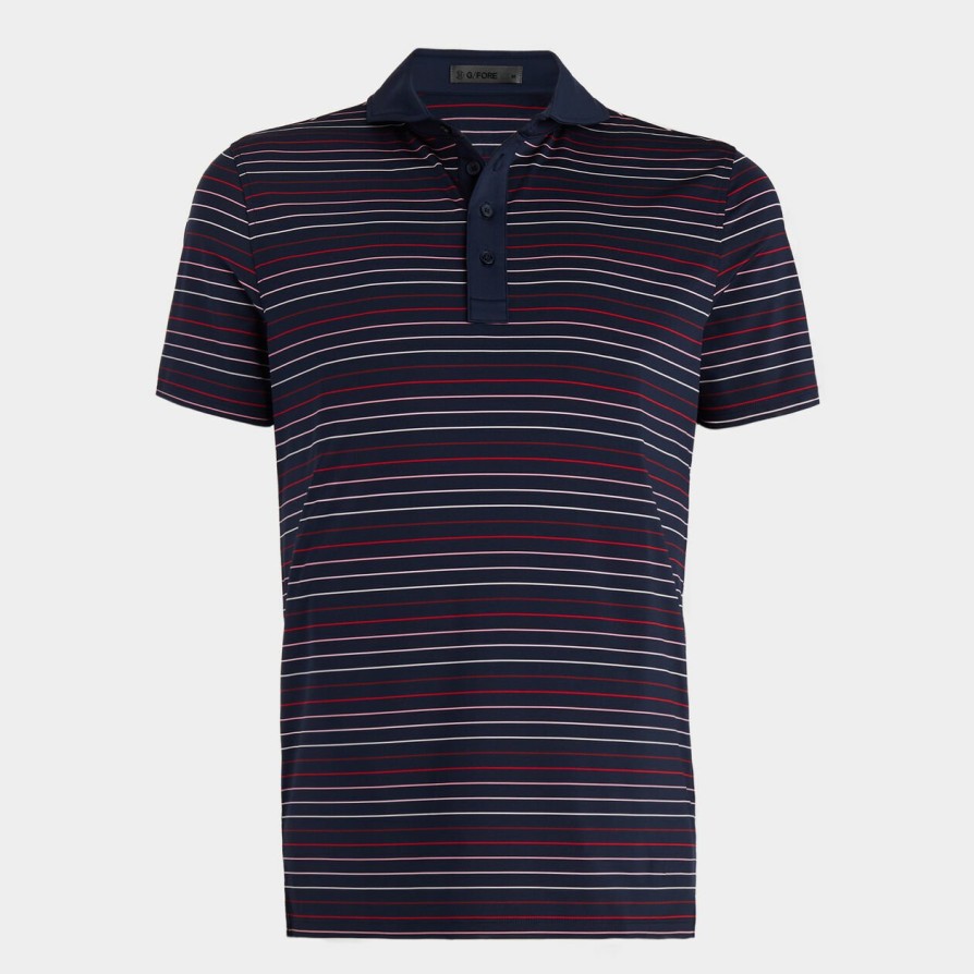 G FORE Multi Stripe Tech Jersey Modern Spread Collar Polo Polos & Shirts