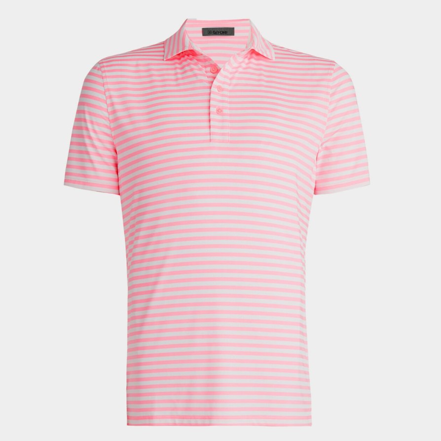 G FORE Perforated Stripe Tech Jersey Modern Spread Collar Polo Polos & Shirts