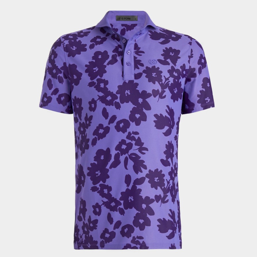 G FORE Tonal Floral Tech Pique Modern Spread Collar Polo Polos & Shirts