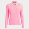 G FORE Colour Block Collar Silky Tech Nylon Long Sleeve Zip Polo Polos