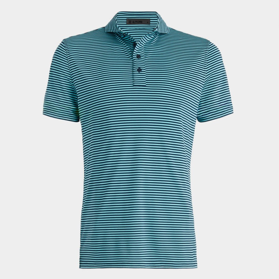 G FORE Feeder Stripe Tech Pique Modern Spread Collar Polo Polos & Shirts