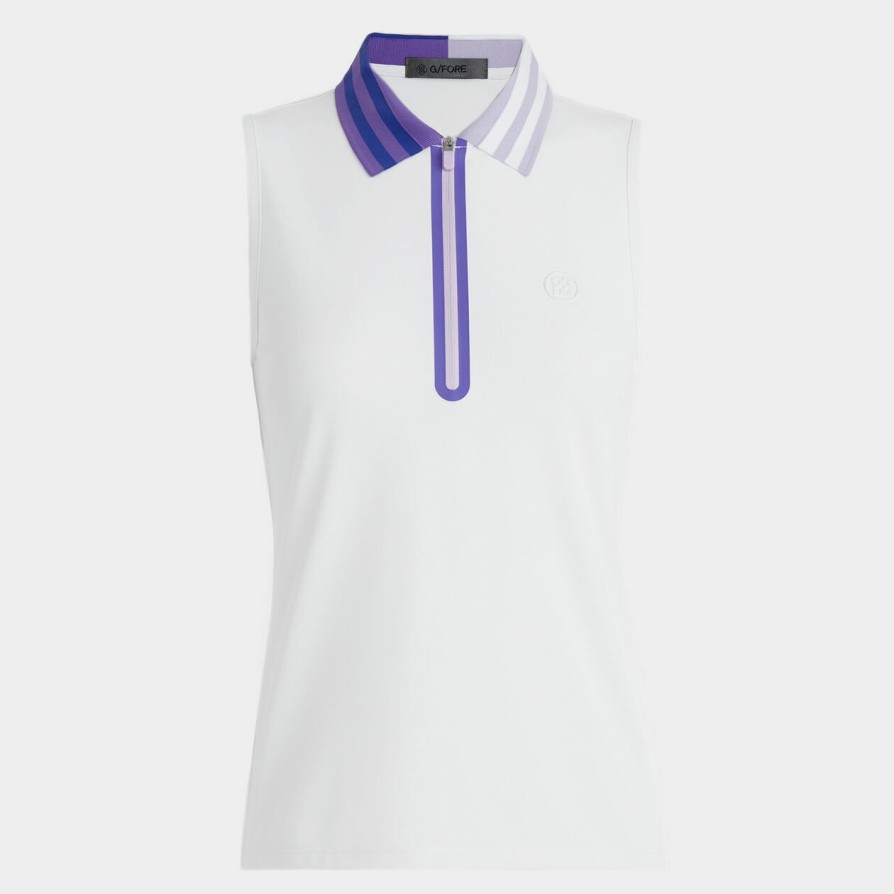 G FORE Quarter Zip Tech Pique Sleeveless Polo Polos