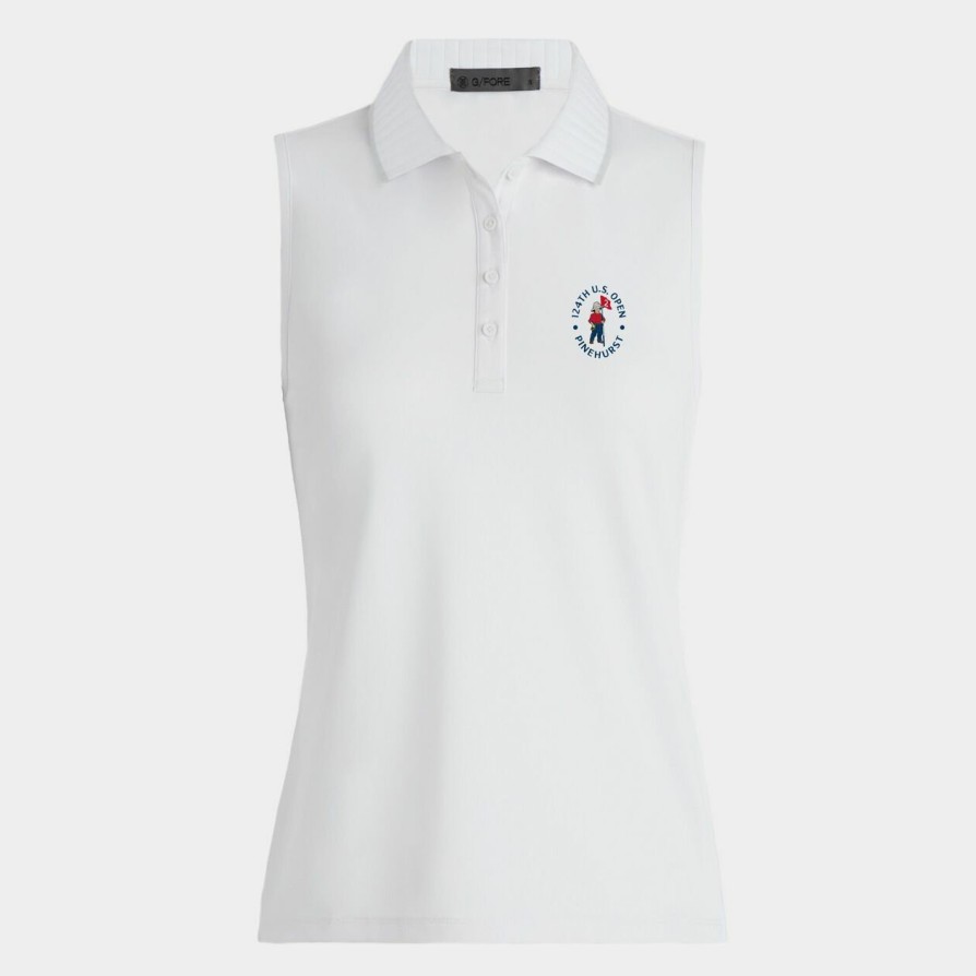 G FORE Limited Edition 2024 U.S. Open Pleated Collar Tech Pique Sleeveless Polo Polos