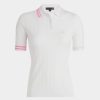 G FORE Contrast Stripe Cotton Blend Ribbed Knit Polo Sweaters